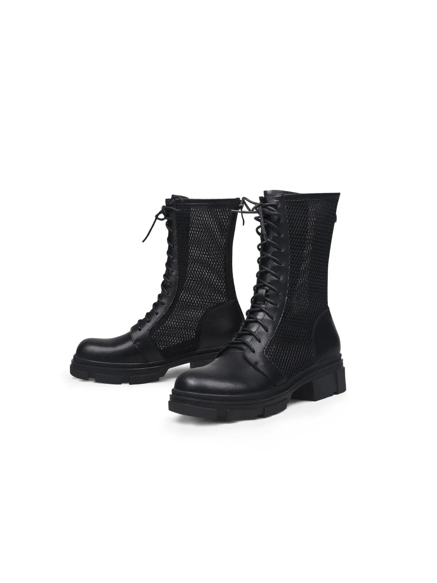 Lallie Black Mesh Combat Boot