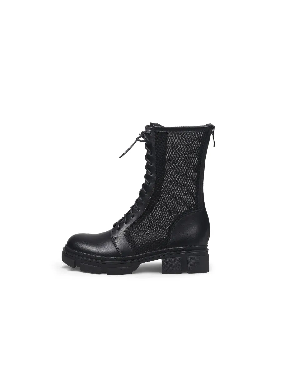 Lallie Black Mesh Combat Boot