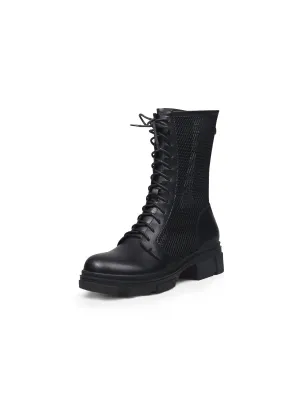 Lallie Black Mesh Combat Boot