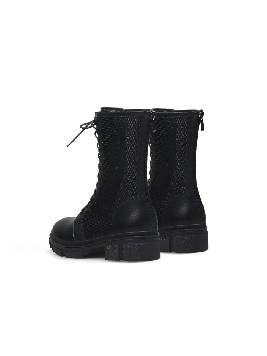 Lallie Black Mesh Combat Boot