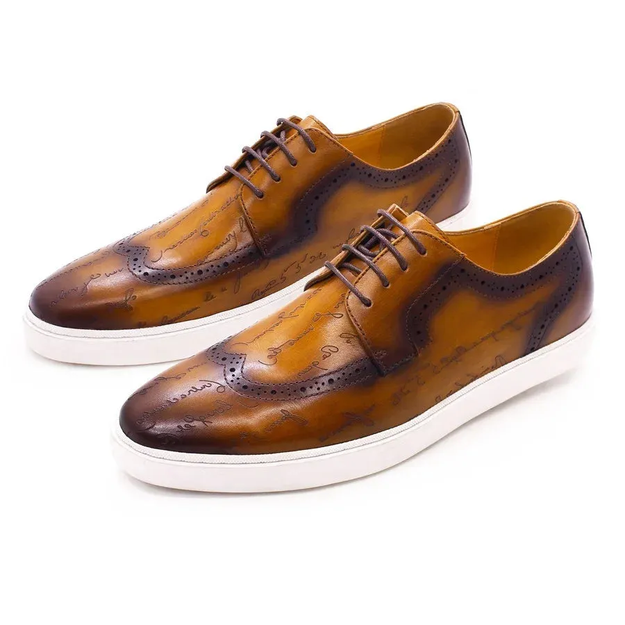 Luxury Men's Leather latex Shoes Cushioned Elastic Casual Shoes