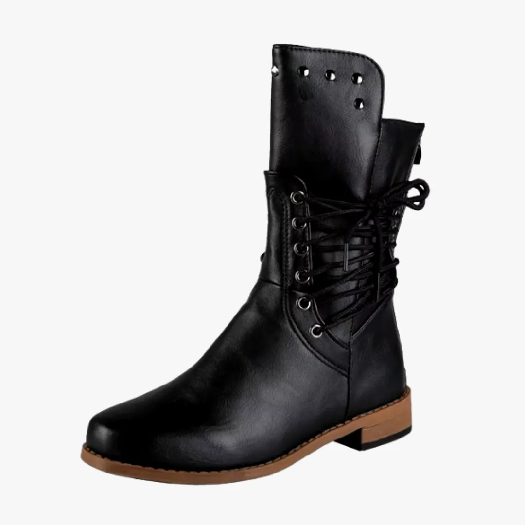 Mason | Women’s Vintage Leather Ankle Boots – Low Heel Lace-Up Combat Style