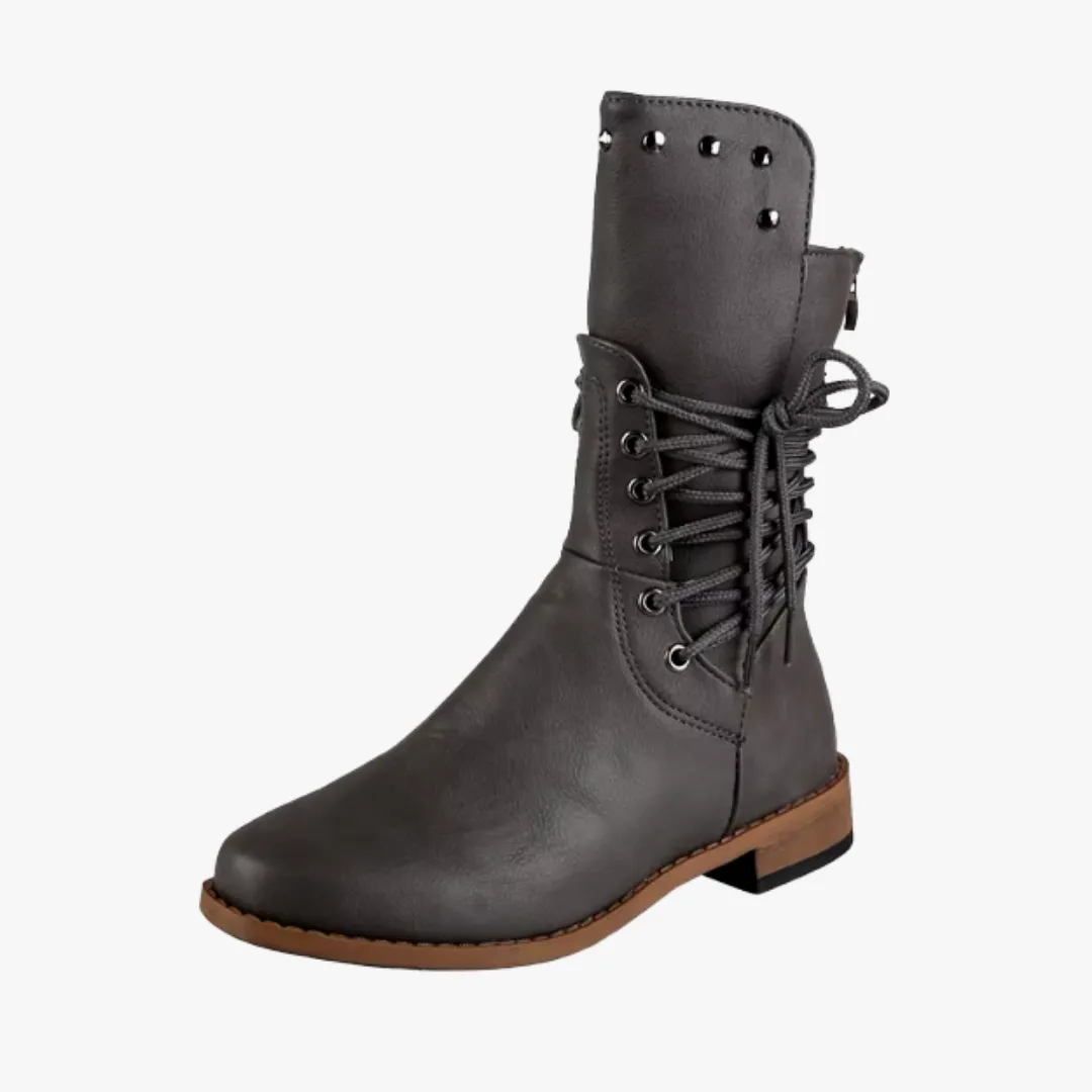 Mason | Women’s Vintage Leather Ankle Boots – Low Heel Lace-Up Combat Style