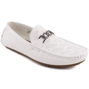 Men “JUAN” Perforated Design Stitched Detail Buckle Moccasin Shoes