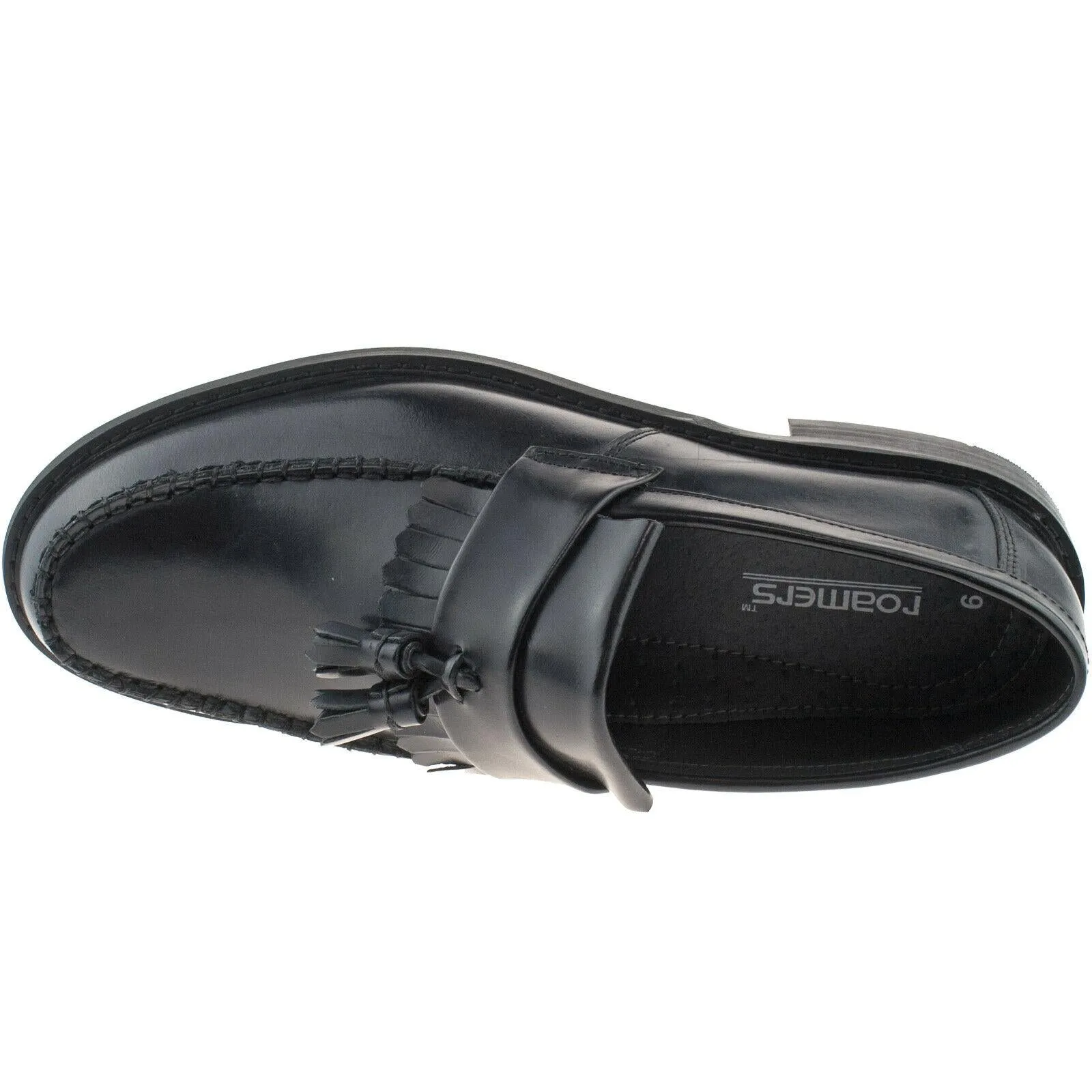 Mens Roamers Black Ox Blood Loafer Shoes Leather Toggle Saddle Smart M900