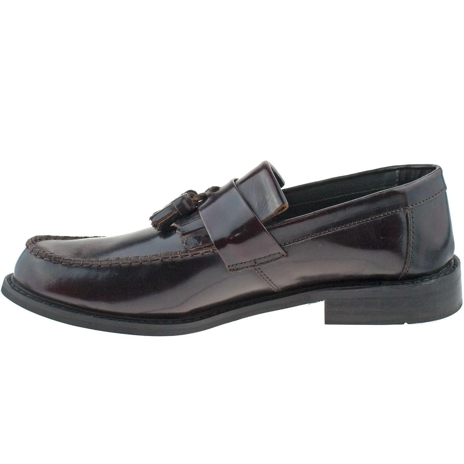 Mens Roamers Black Ox Blood Loafer Shoes Leather Toggle Saddle Smart M900