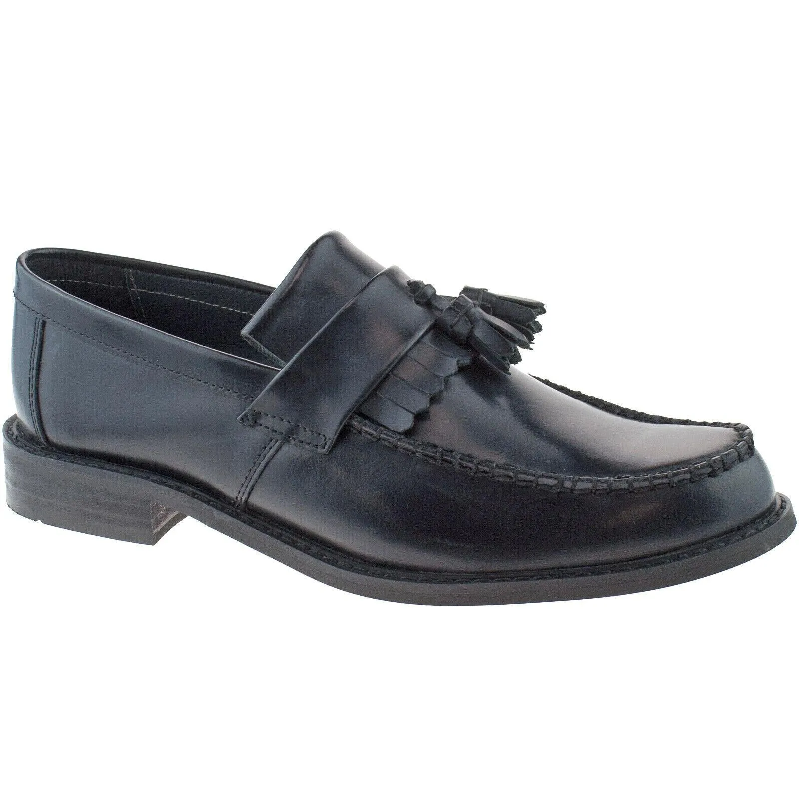 Mens Roamers Black Ox Blood Loafer Shoes Leather Toggle Saddle Smart M900