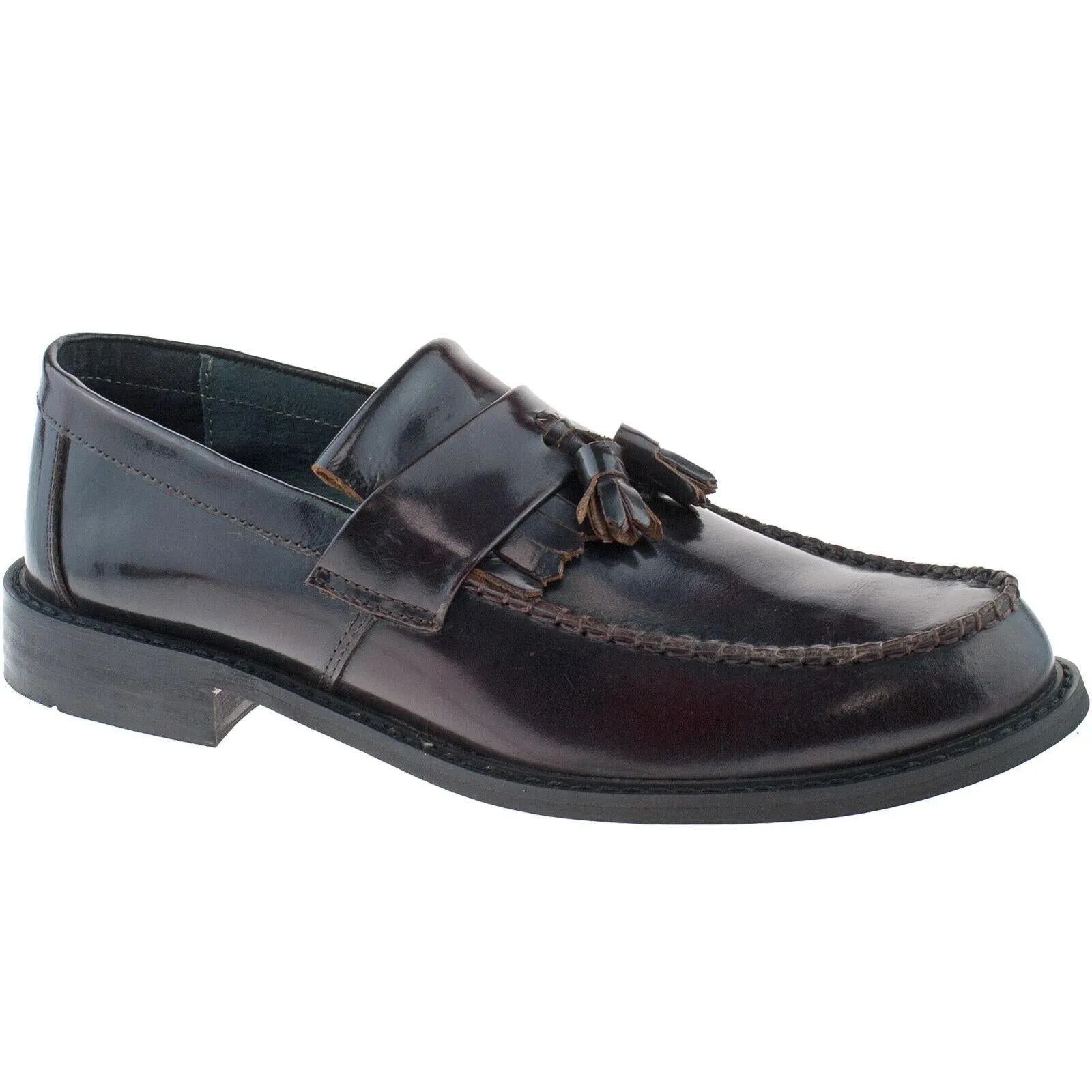 Mens Roamers Black Ox Blood Loafer Shoes Leather Toggle Saddle Smart M900