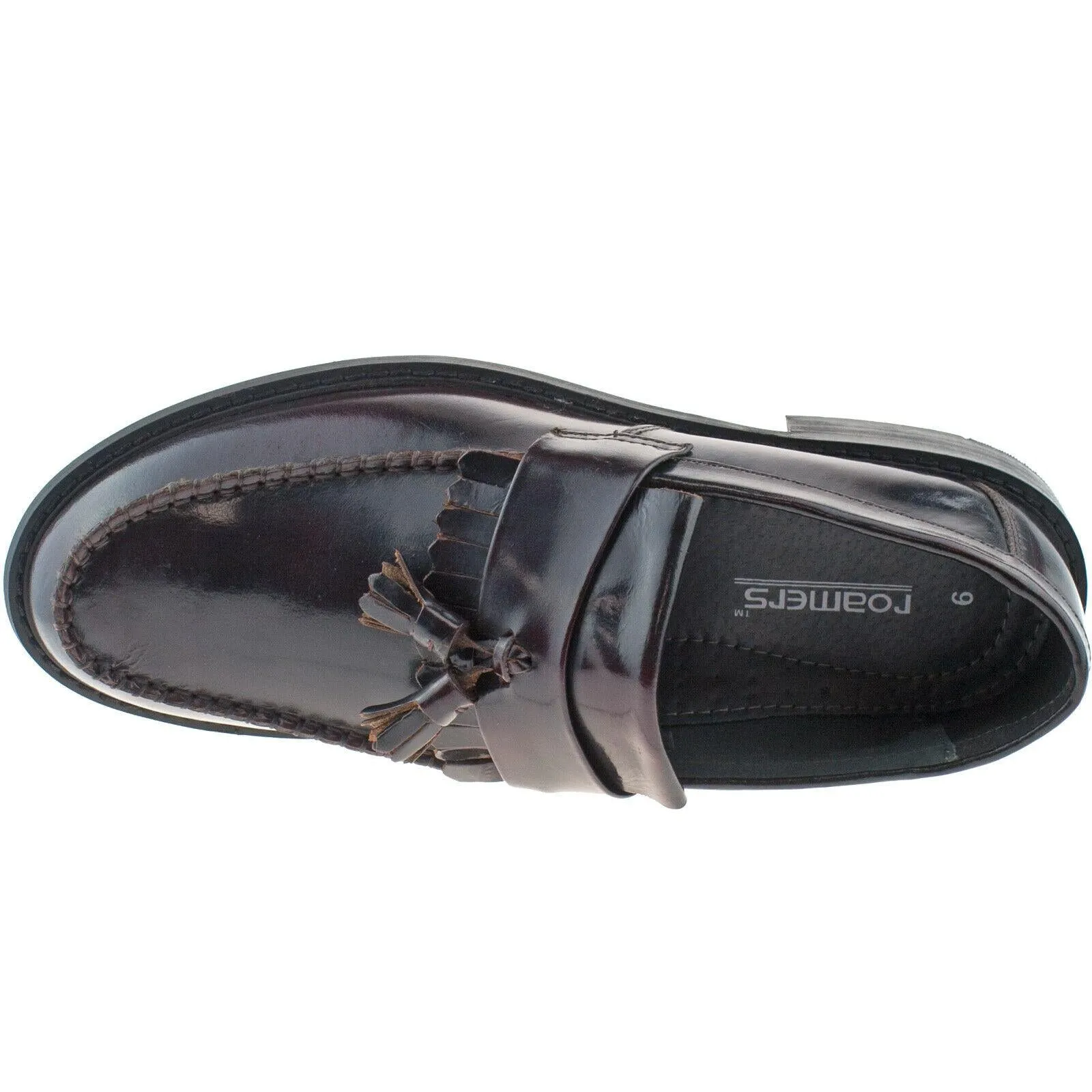 Mens Roamers Black Ox Blood Loafer Shoes Leather Toggle Saddle Smart M900