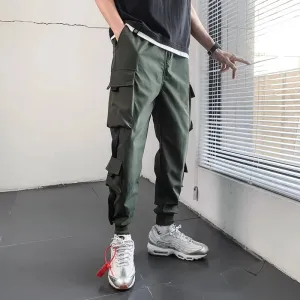 Men's Spring Hip Hop Cargo Joggers - Multi-Pocket Harem Pants for Streetwear Style