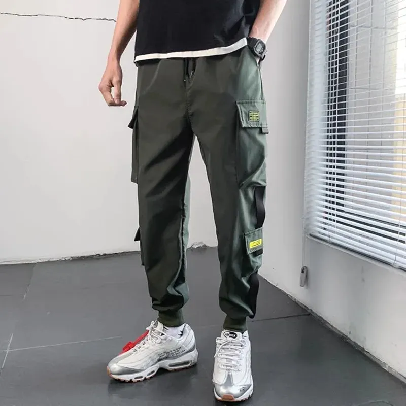 Men's Spring Hip Hop Cargo Joggers - Multi-Pocket Harem Pants for Streetwear Style