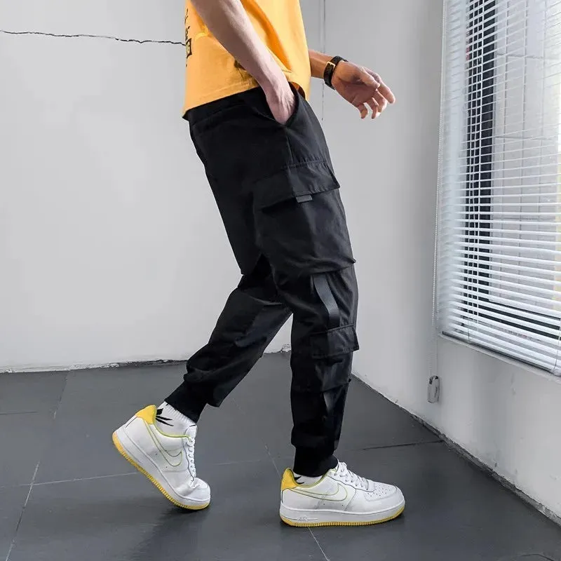Men's Spring Hip Hop Cargo Joggers - Multi-Pocket Harem Pants for Streetwear Style