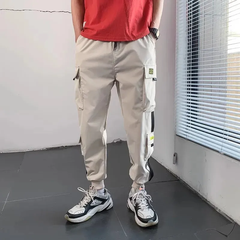 Men's Spring Hip Hop Cargo Joggers - Multi-Pocket Harem Pants for Streetwear Style