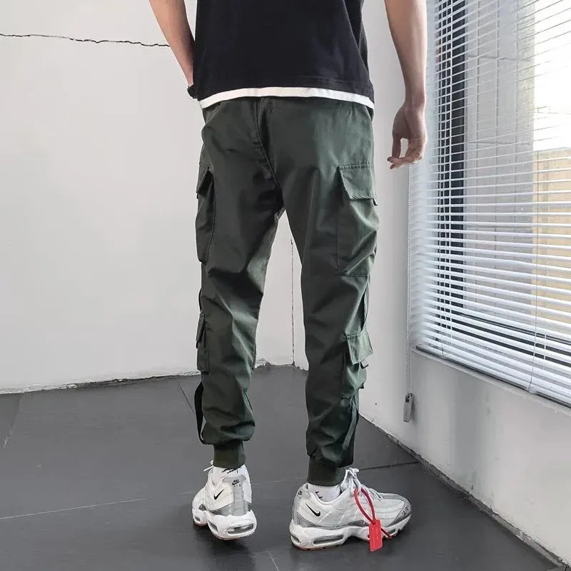 Men's Spring Hip Hop Cargo Joggers - Multi-Pocket Harem Pants for Streetwear Style