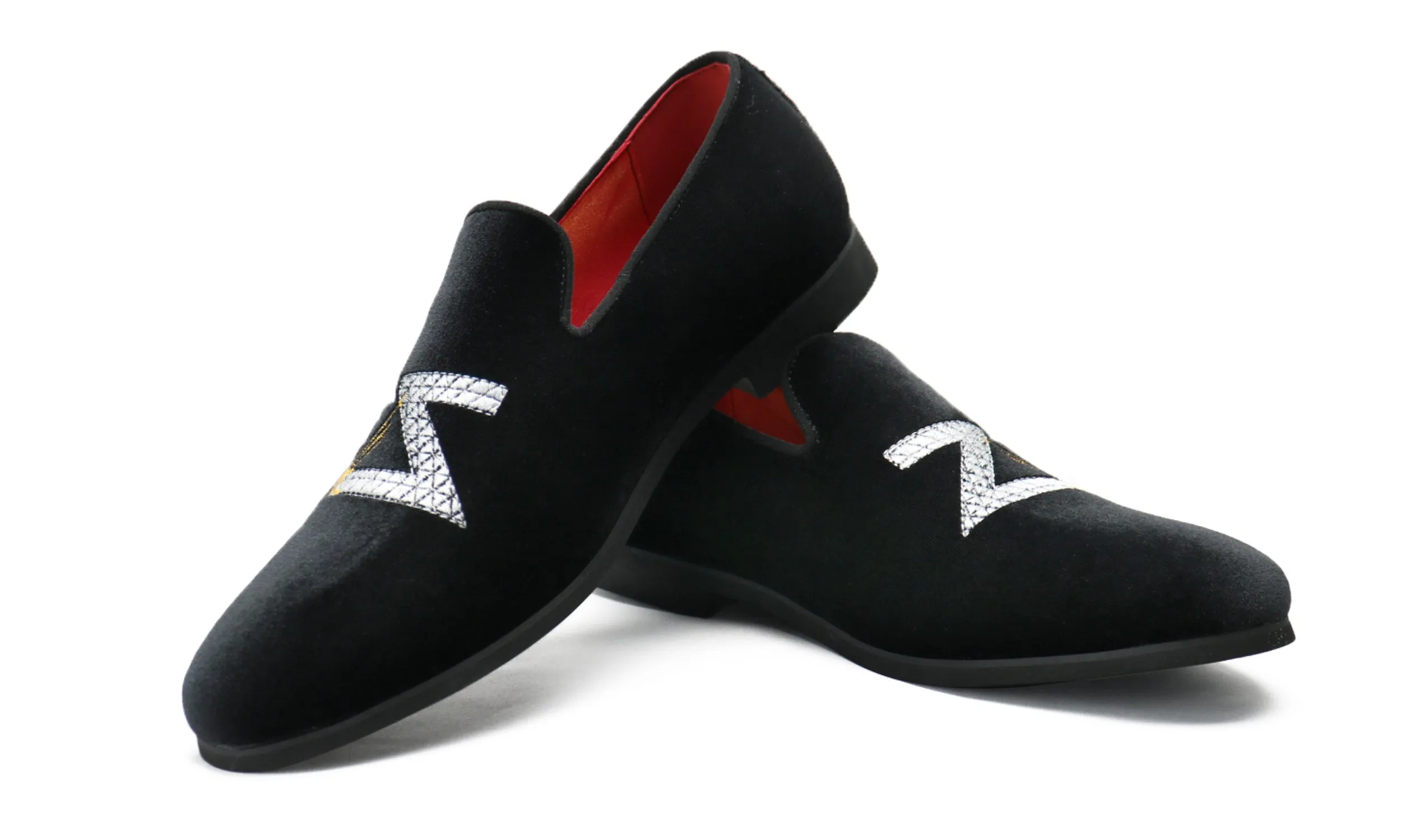 Men's Velvet Swan Applique Loafers