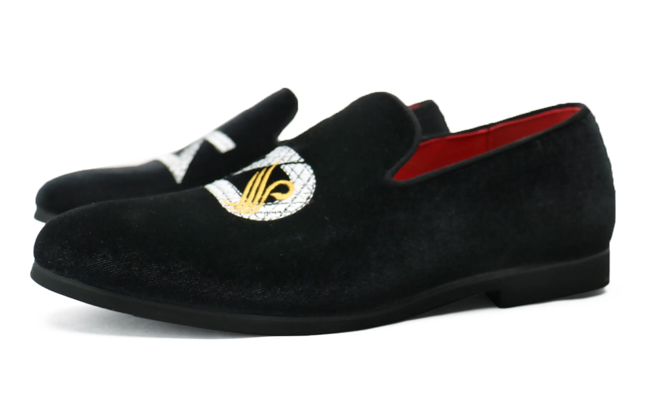 Men's Velvet Swan Applique Loafers