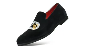Men's Velvet Swan Applique Loafers
