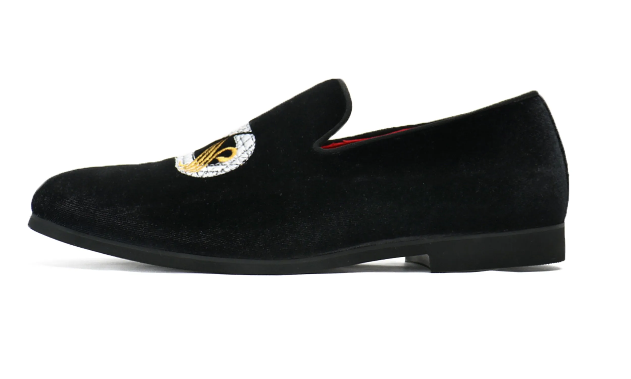 Men's Velvet Swan Applique Loafers