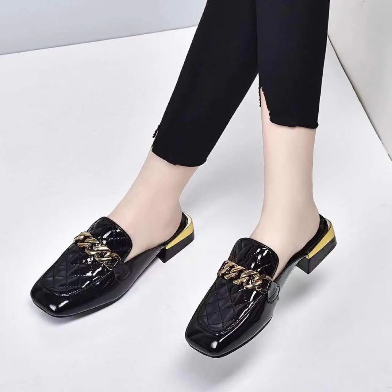 Metal Cufflinks Platform Sandals