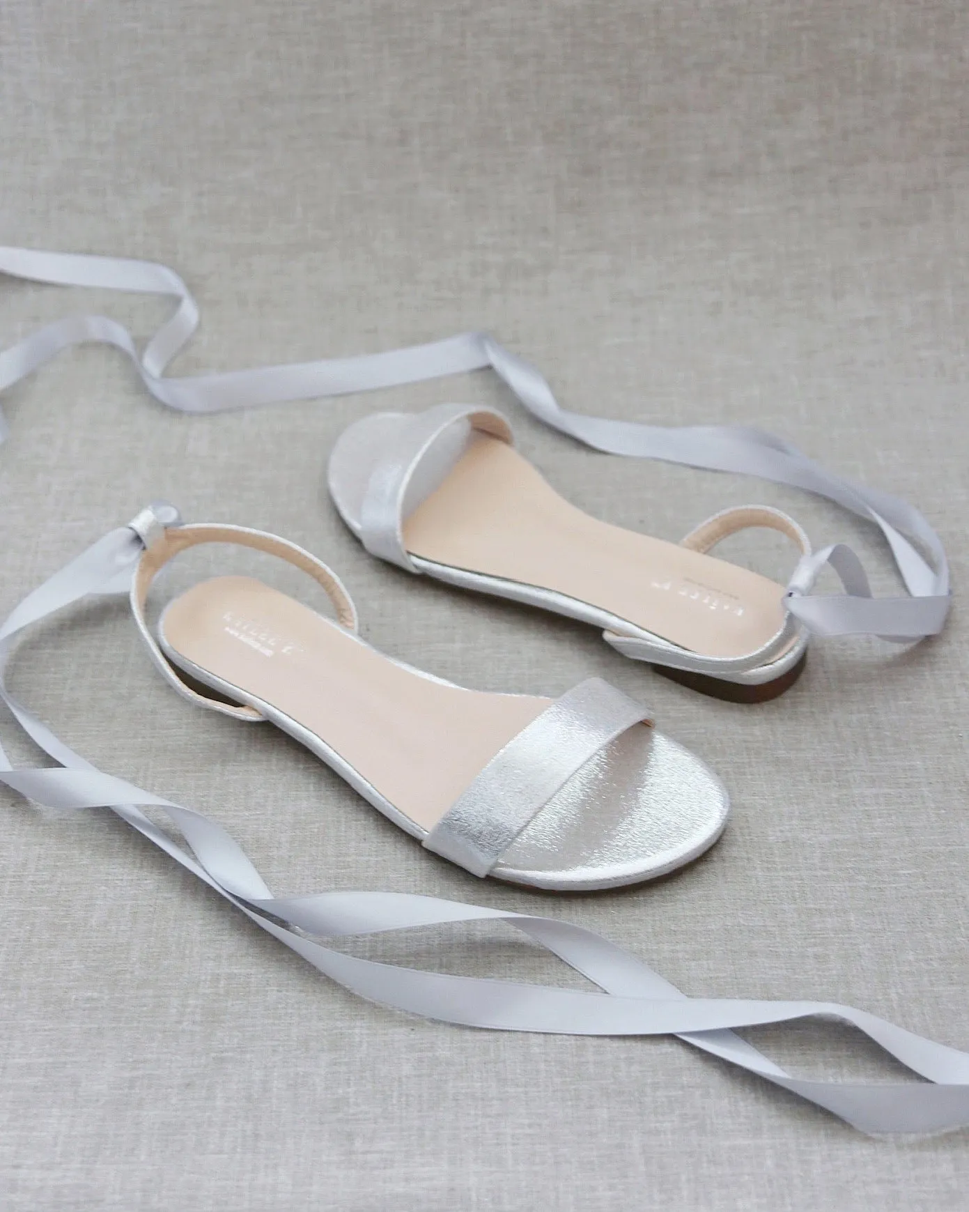 Metallic Flat Sandal with Ballerina Lace Up