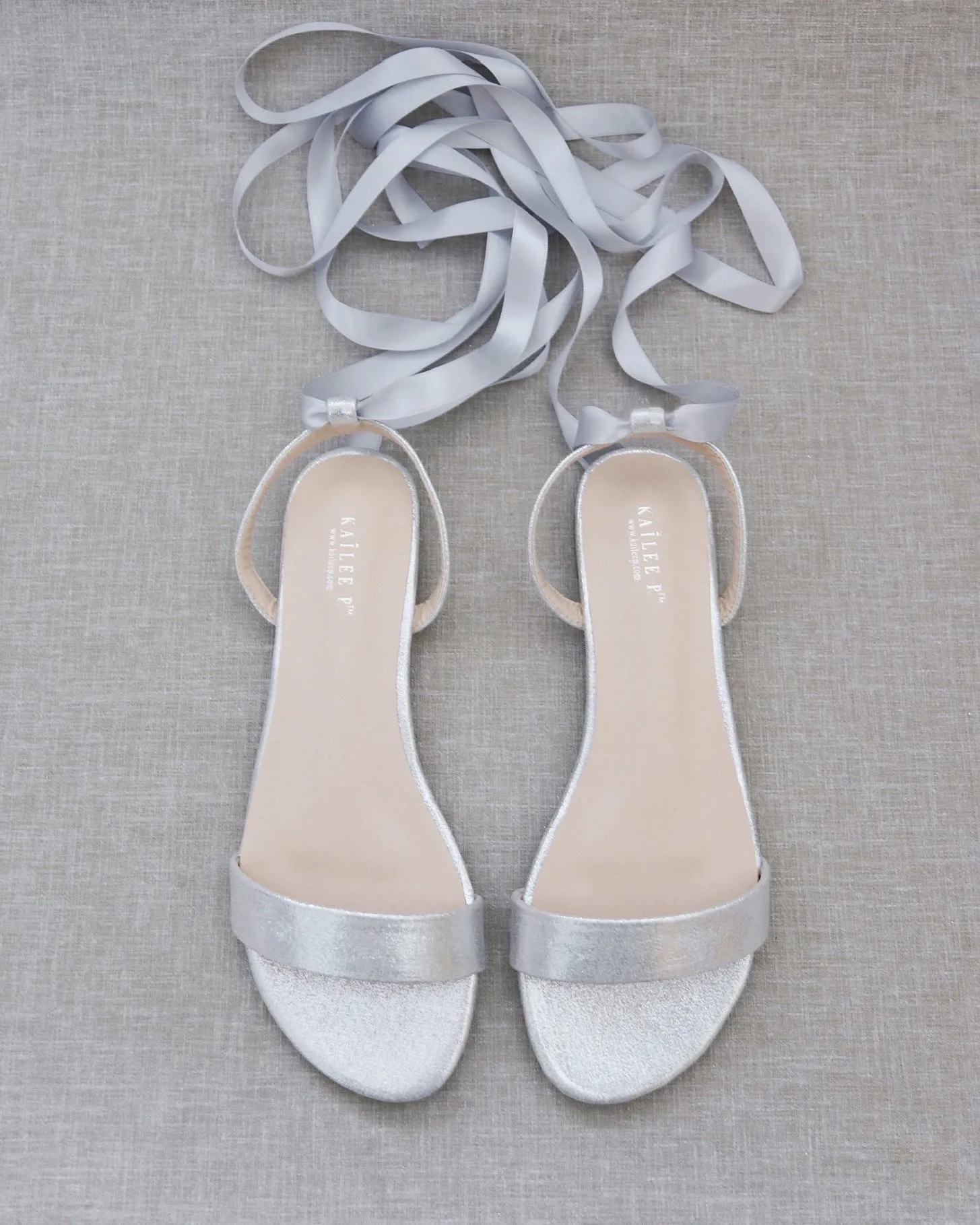 Metallic Flat Sandal with Ballerina Lace Up