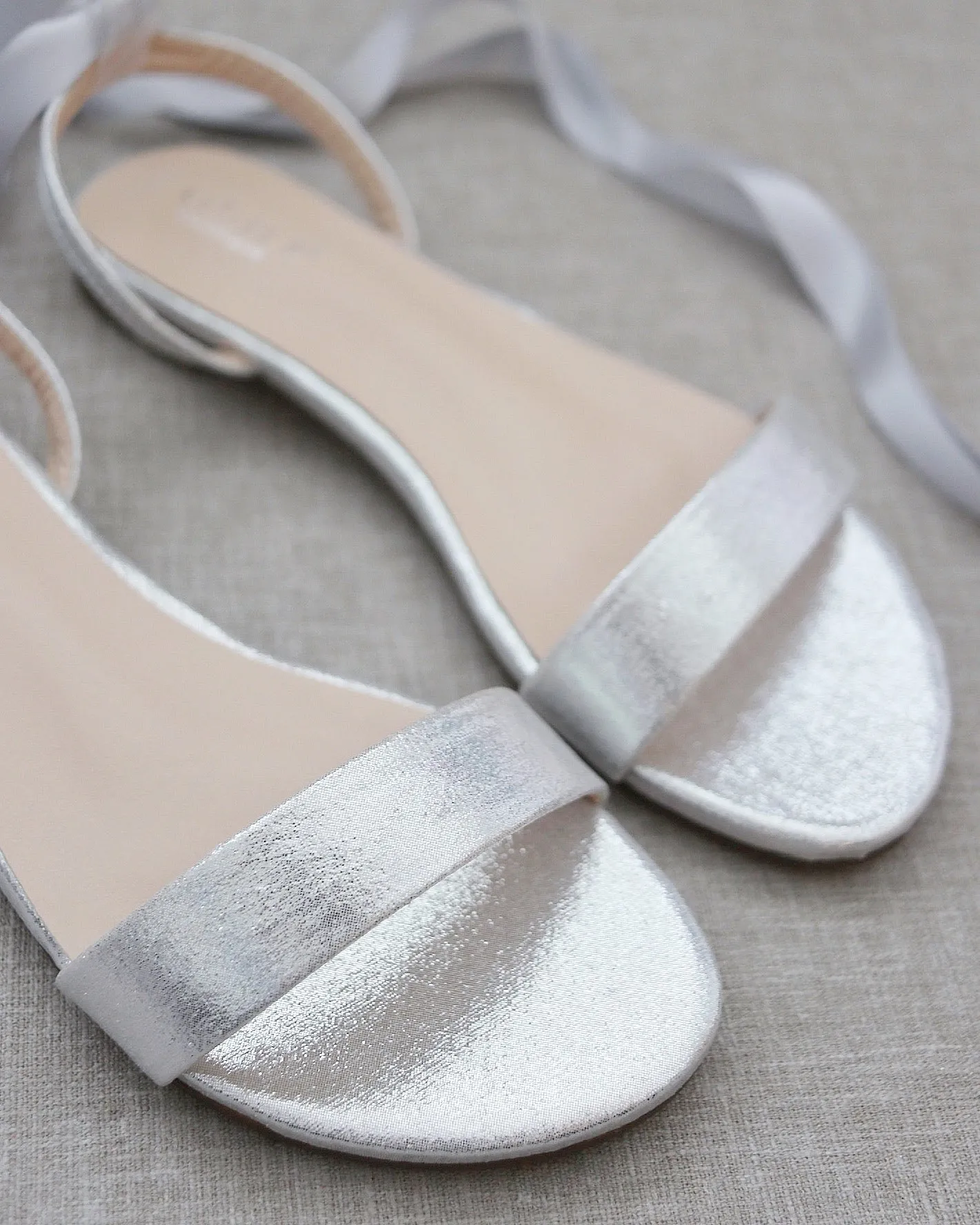Metallic Flat Sandal with Ballerina Lace Up
