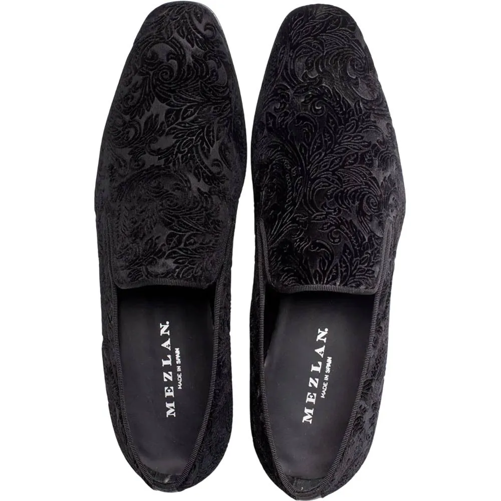 Mezlan Men's Travolta Embossed Velvet Evening Pump in Black