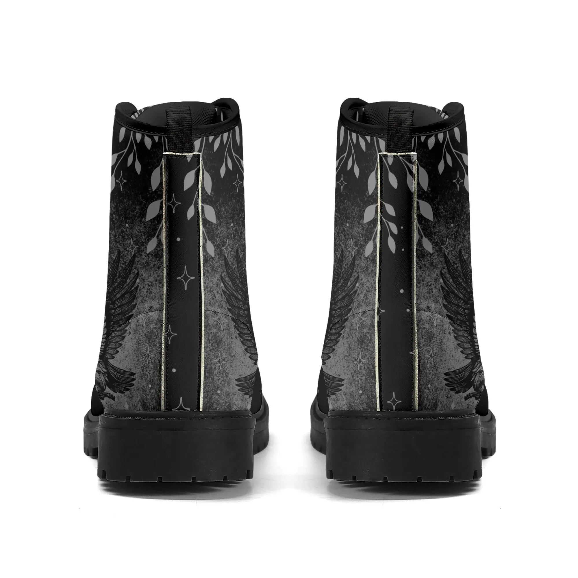 Night Owl Moon Womens Vegan Combat Boots