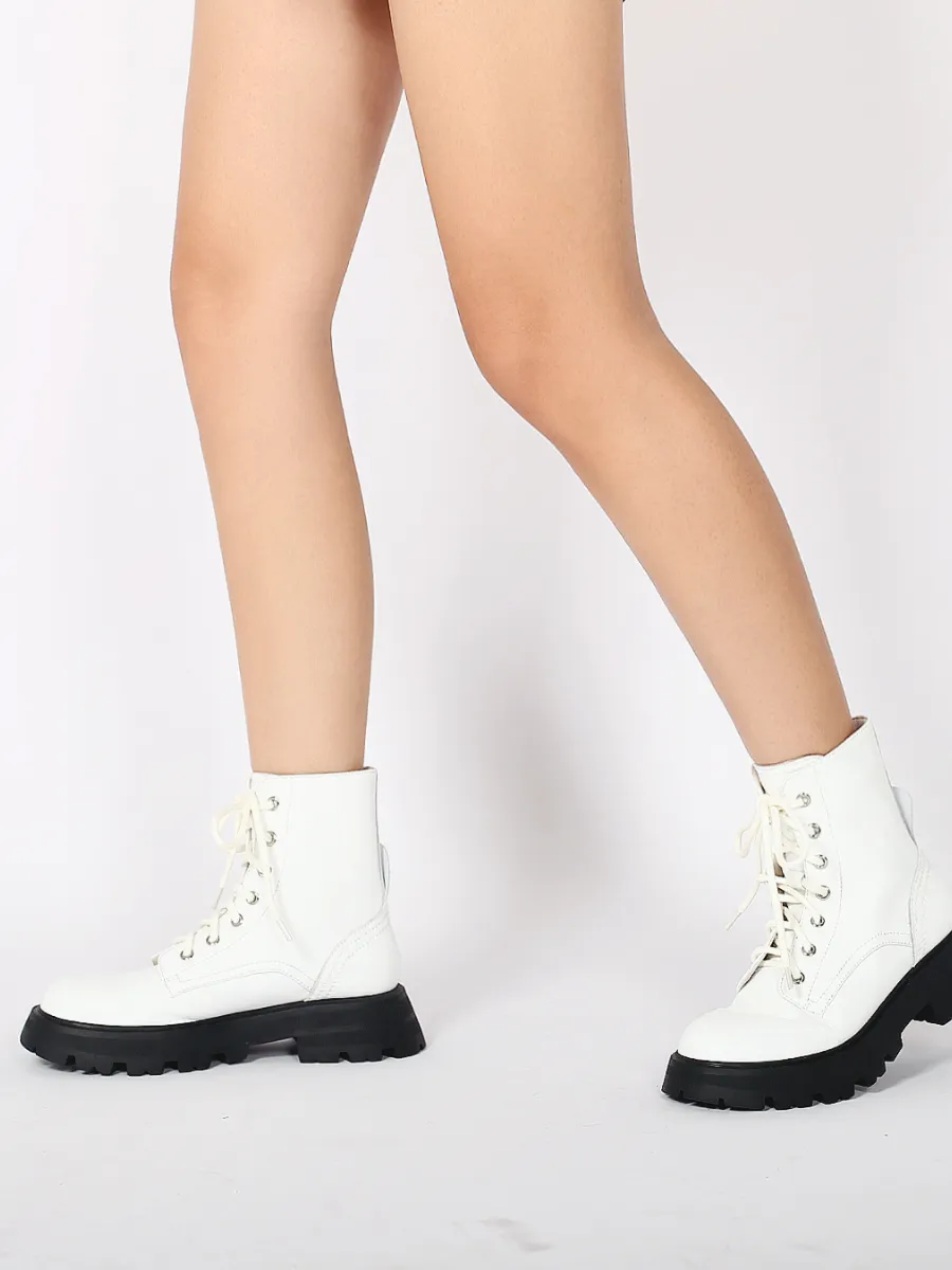 Off-White Matt Leather Martin Combat Boot