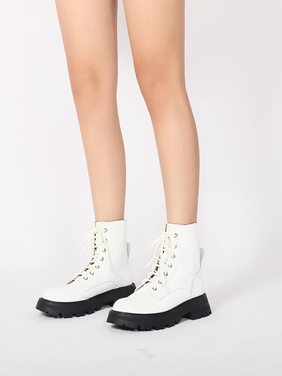 Off-White Matt Leather Martin Combat Boot