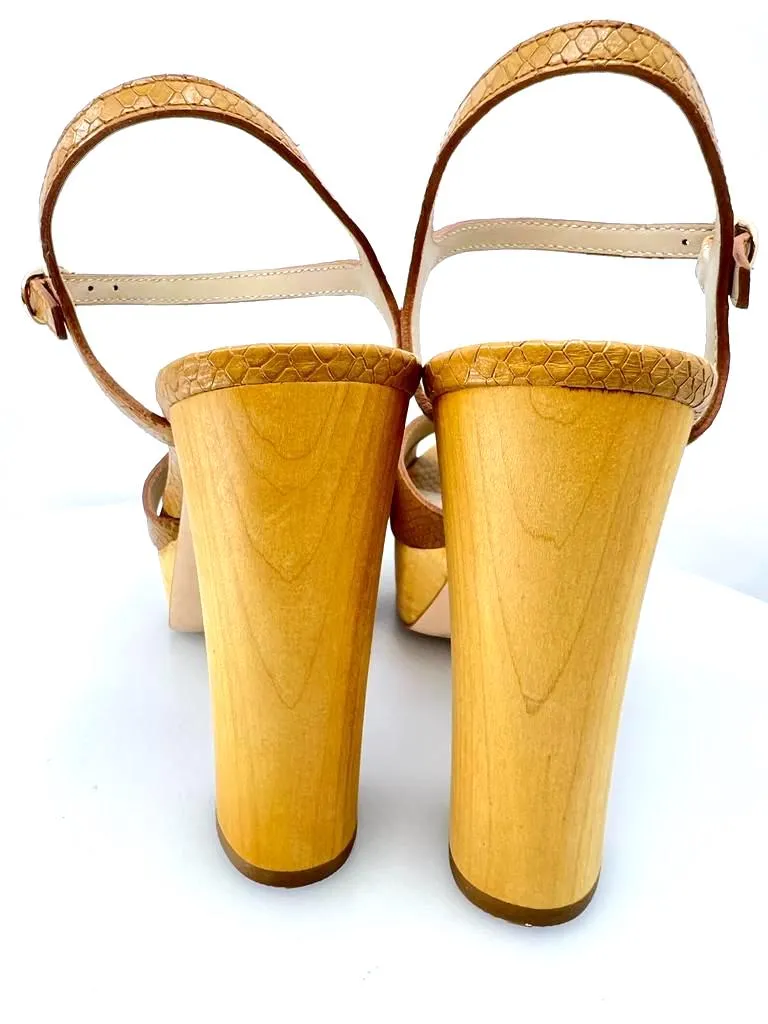 PAIGE CASSIE PLATFORM SANDALS IN MACAROON SNAKE