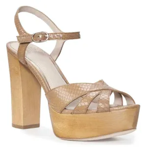 PAIGE CASSIE PLATFORM SANDALS IN MACAROON SNAKE