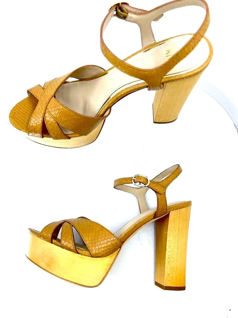 PAIGE CASSIE PLATFORM SANDALS IN MACAROON SNAKE
