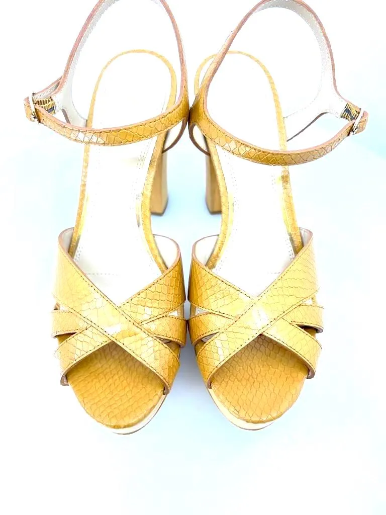 PAIGE CASSIE PLATFORM SANDALS IN MACAROON SNAKE
