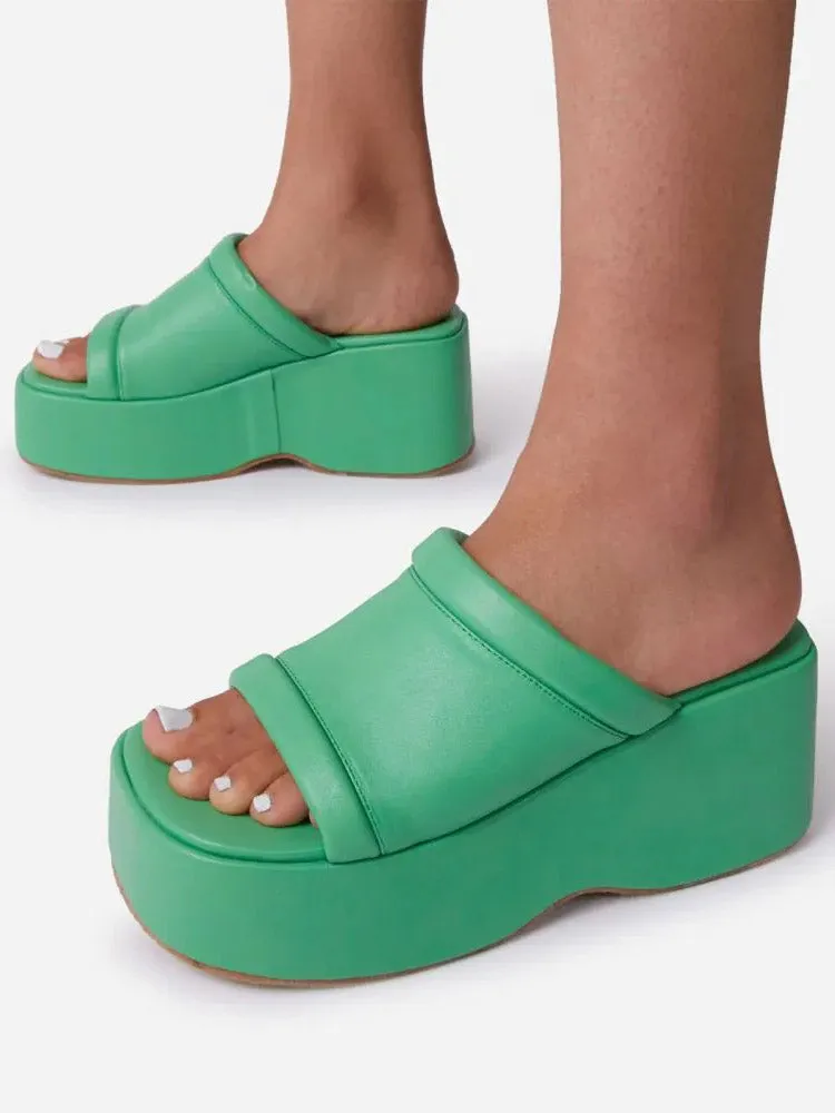 Platform Heel Wedges Slide Sandals