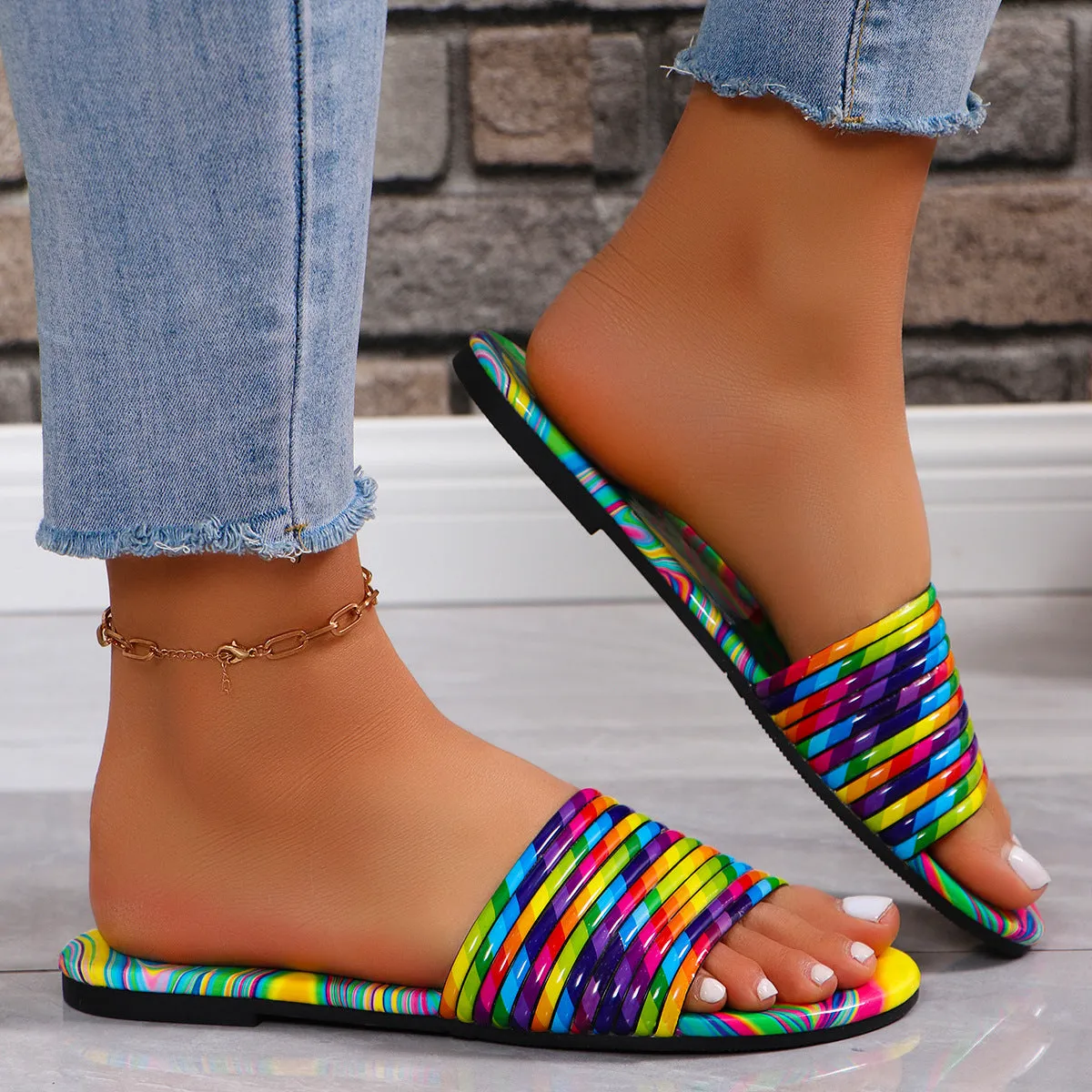 Rainbow Flat Slipper Sandals