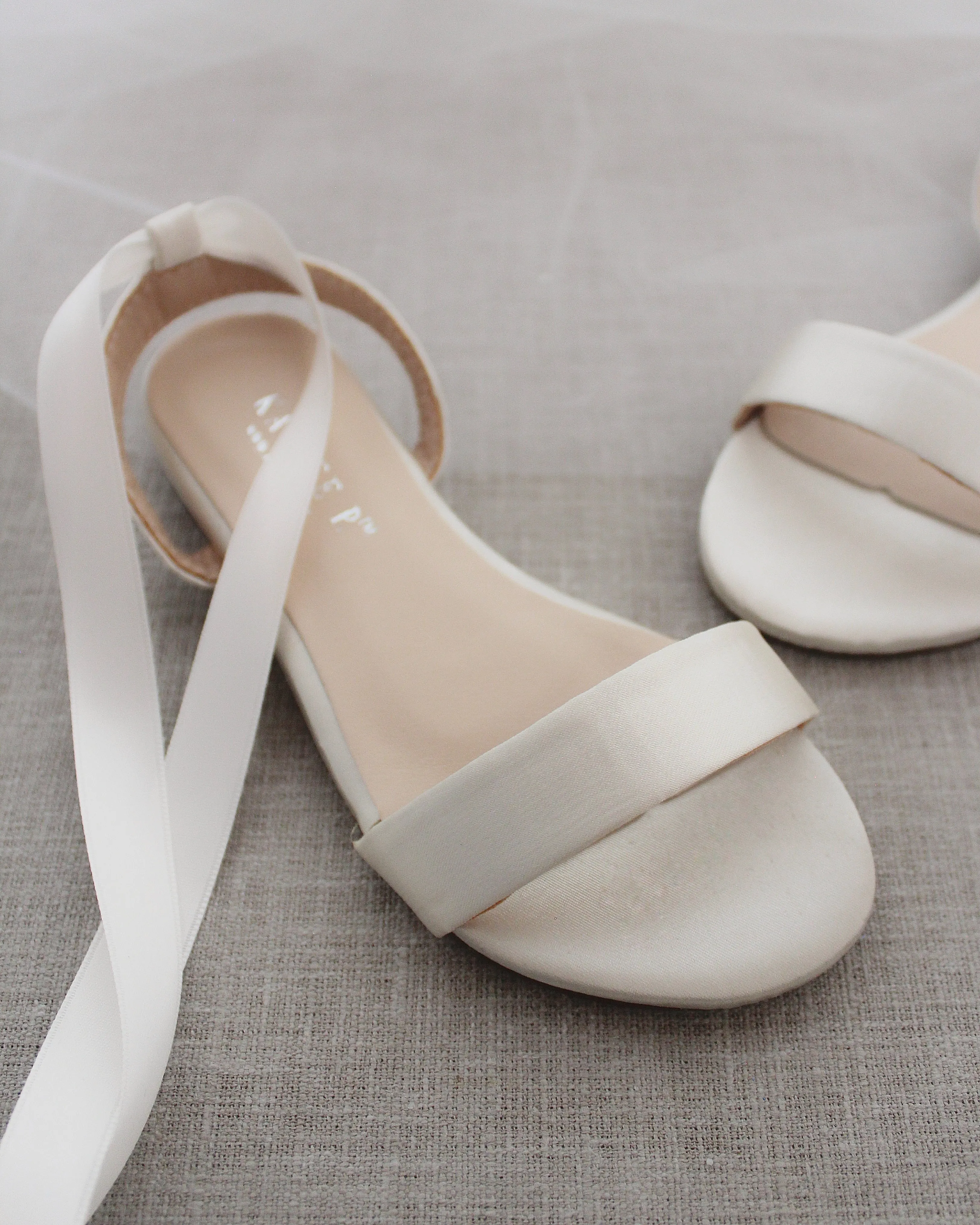 Satin Flat Sandal with Ballerina Lace Up