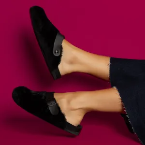Shetland Fur Black Clogs