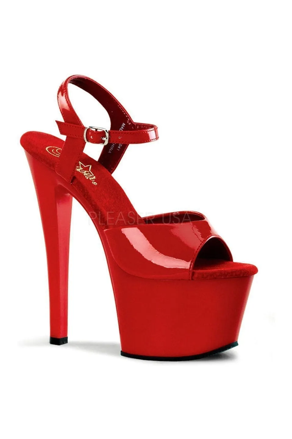 SKY-309 Platform Sandal  | Red Patent