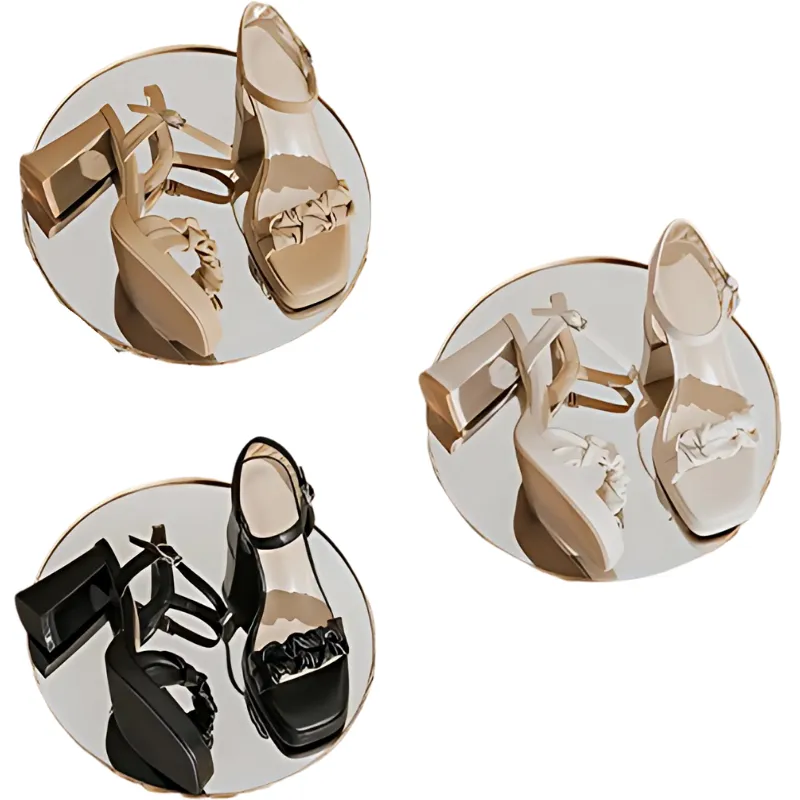 Square-Toe Platform Strap Sandals