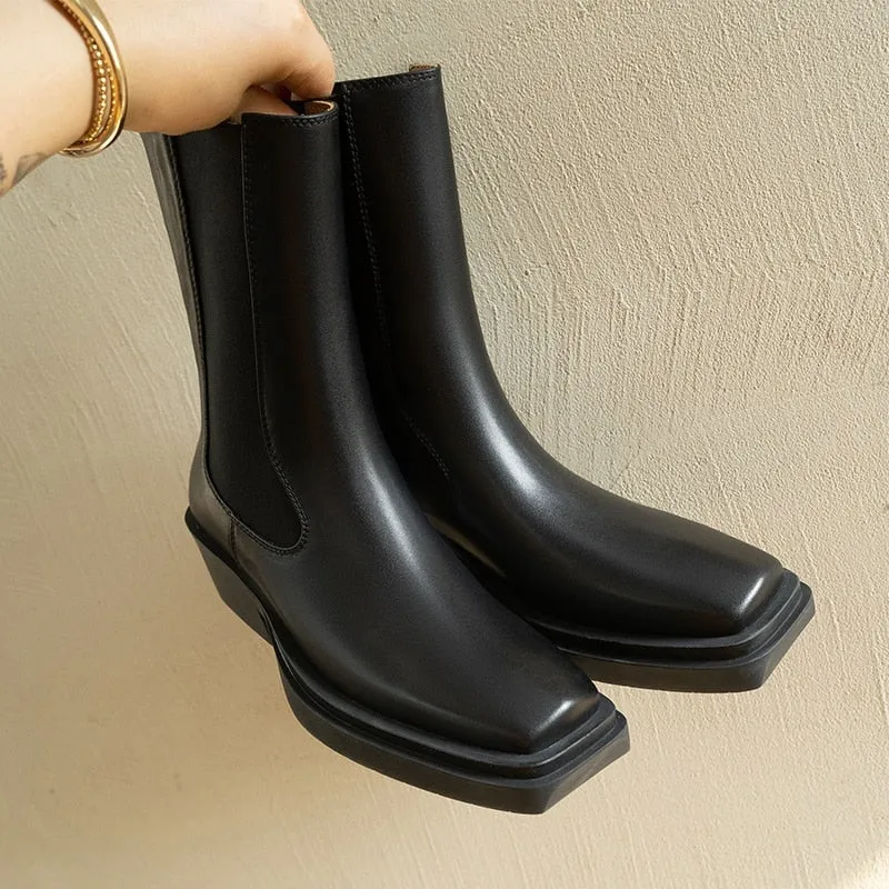 Thick Heels Women Boots Winter  Hand Made