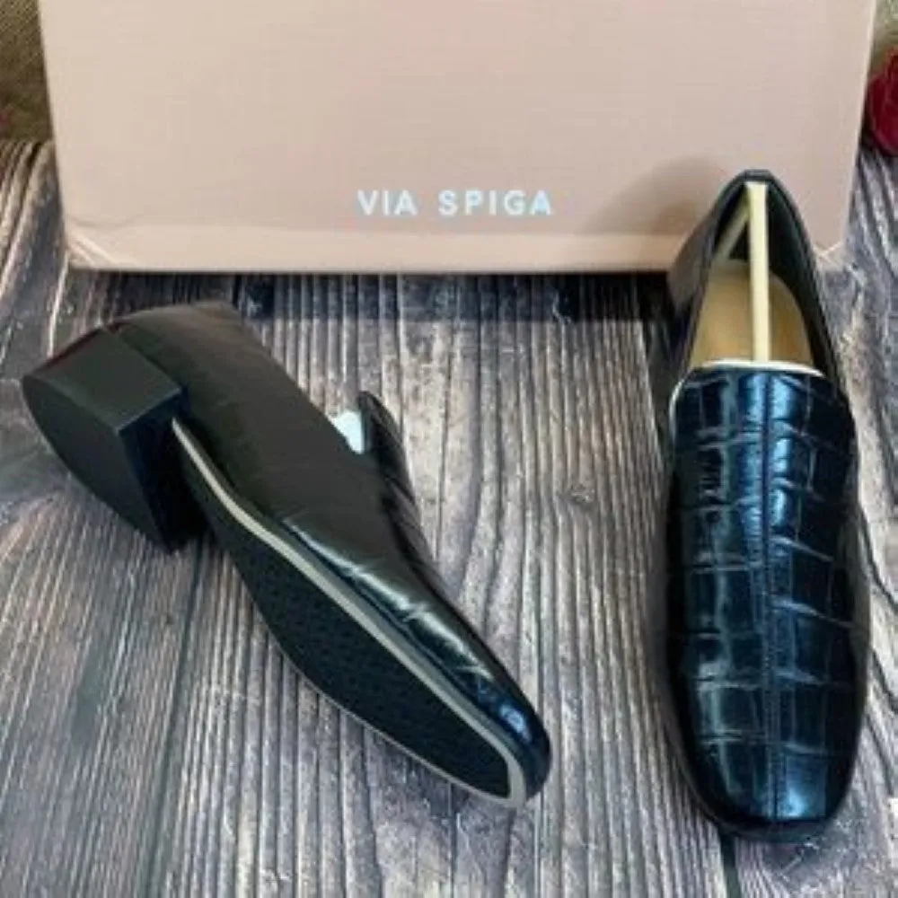 VIA SPIGA Black Baudelaire Loafer 5.5