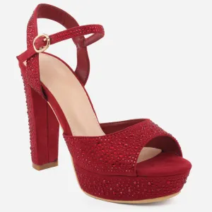 Women "POOPY" Block Heel Platform Sandals